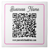 Scannbarer QR-Code mit kursiver Handschrift Fliese (Vorderseite)