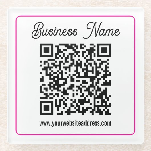 Scannbarer QR-Code mit kursiver Handschrift Glasuntersetzer (Vorderseite)