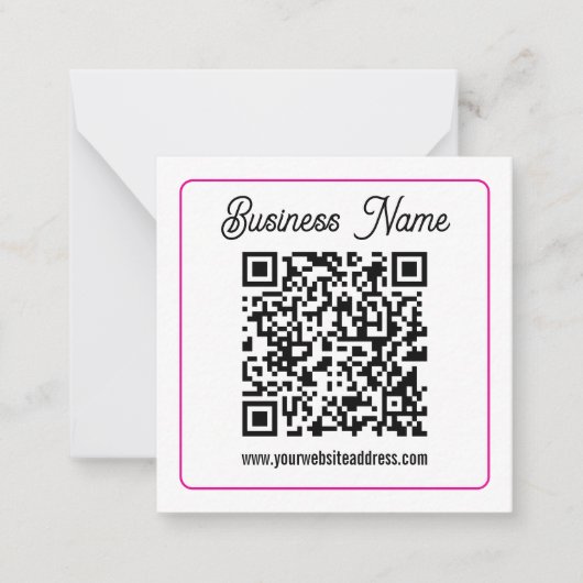 Scannbarer QR-Code mit kursiver Handschrift Mitteilungskarte (Vorderseite)