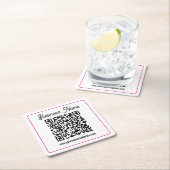 Scannbarer QR-Code mit kursiver Handschrift Rechteckiger Pappuntersetzer (Vor Ort)