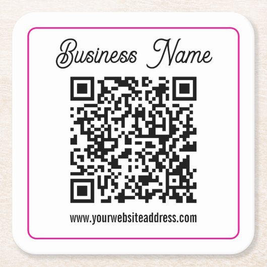 Scannbarer QR-Code mit kursiver Handschrift Rechteckiger Pappuntersetzer (Vorderseite)