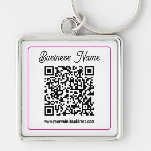 Scannbarer QR-Code mit kursiver Handschrift Schlüsselanhänger (Vorne)