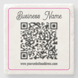 Scannbarer QR-Code mit kursiver Handschrift Steinuntersetzer