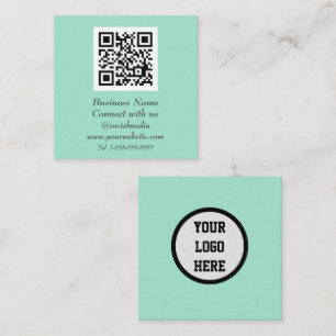 Scannbarer Social-Media-QR-Code in Mintgrün Quadratische Visitenkarte