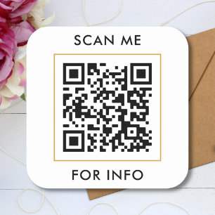 Scanne Mich Benutzerdefinierter QR-Code Text Vorla Quadratischer Aufkleber