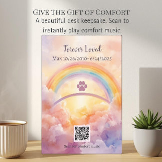 Scanne um das Pet Sympathy Plaque | Rainbow Bridge Fotoplatte