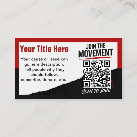 Scanne, um der Bewegung QR-Code Designvorlage beiz Visitenkarte (Vorderseite)
