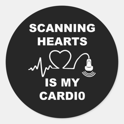 Scannen: Er ist mein Cardio Cardiac-Sonographin Ec Runder Aufkleber (Vorderseite)