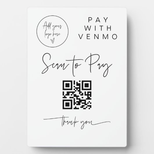 Scannen QR-Code-Zeichen Hochzeit Bar Valet Busines Fotoplatte (Vorderseite)