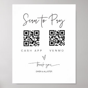 Scannen QR-Code-Zeichen Hochzeit Bar Valet Busines Poster