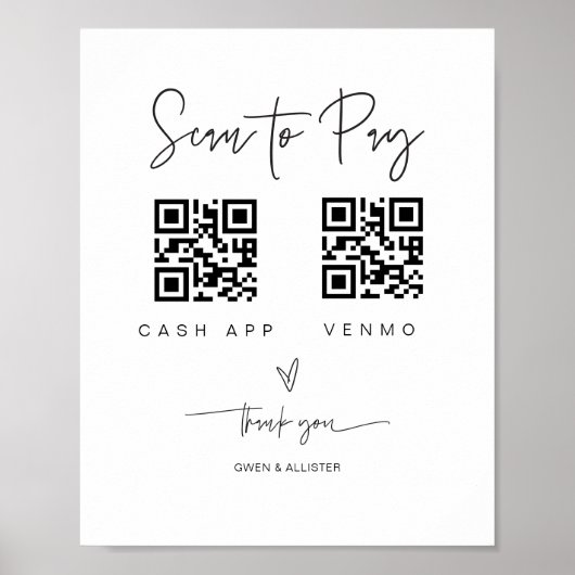 Scannen QR-Code-Zeichen Hochzeit Bar Valet Busines Poster (Vorne)