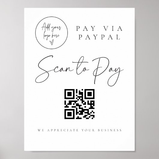 Scannen QR-Code-Zeichen Hochzeit Bar Valet Busines Poster (Vorne)