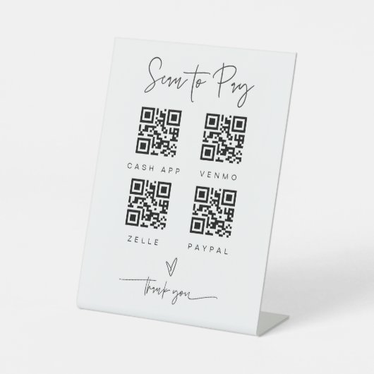 Scannen QR-Code-Zeichen Hochzeit Bar Valet Busines Sockelschild (Vorderseite)