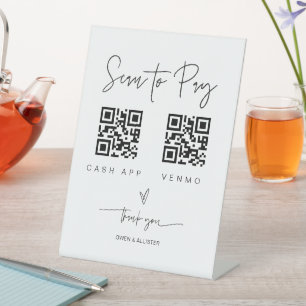 Scannen QR-Code-Zeichen Hochzeit Bar Valet Busines Sockelschild