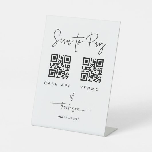 Scannen QR-Code-Zeichen Hochzeit Bar Valet Busines Sockelschild (Vorderseite)