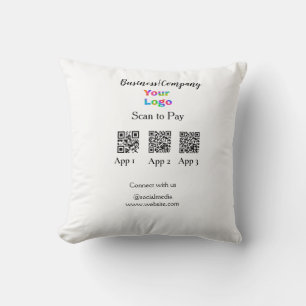 Scannen Sie das Firmenlogo Q R Code Social Media z Kissen