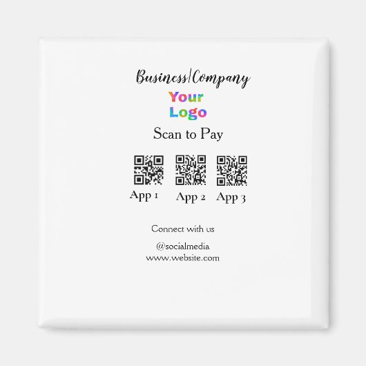 Scannen Sie das Firmenlogo Q R Code Social Media z Magnet (Vorne)