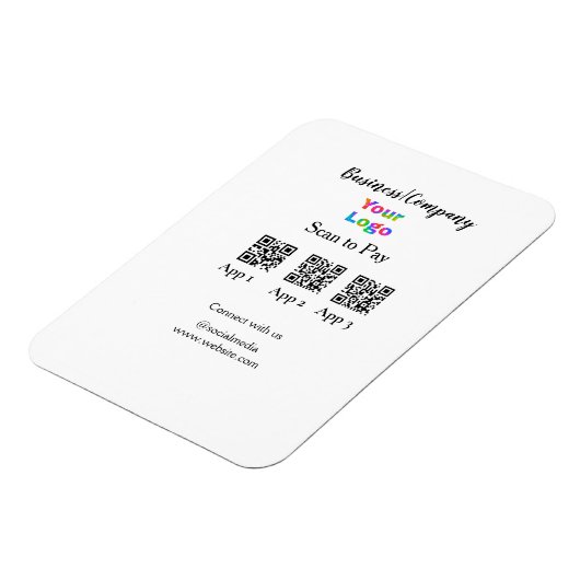 Scannen Sie das Firmenlogo Q R Code Social Media z Magnet (Linke Seite)