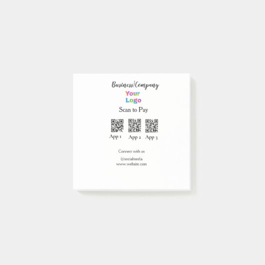 Scannen Sie das Firmenlogo Q R Code Social Media z Post-it Klebezettel (Vorderseite)