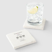 Scannen Sie das Firmenlogo Q R Code Social Media z Steinuntersetzer (Seitenansicht)