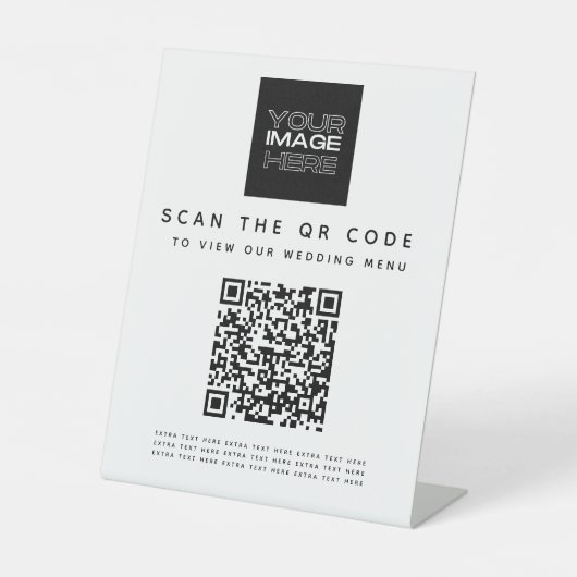 Scannen Sie das QR Code Wedding Menu Pedestal Sign Sockelschild (Vorderseite)