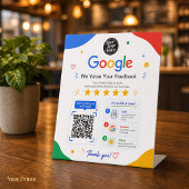 Scannen Sie den Google-QR-Code, um Kundenfeedback Sockelschild