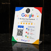 Scannen Sie den Google-QR-Code, um Kundenfeedback Sockelschild