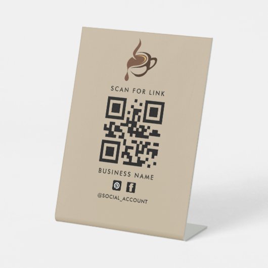 Scannen Sie den Links QR-Code | Link-in-bio | Café Sockelschild (Vorderseite)