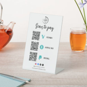 Scannen Sie den QR-Code des Firmenlogos zum Bezahl Sockelschild