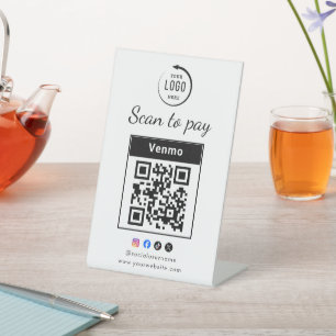 Scannen Sie den QR-Code des Geschäftslogos zum Bez Sockelschild