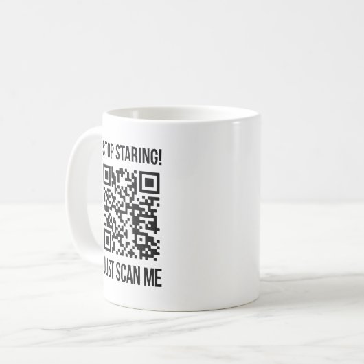 Scannen Sie den QR-Code für einen Motivierend Boos Kaffeetasse (Vorderseite Links)
