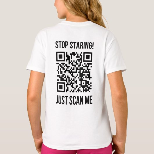 Scannen Sie den QR-Code für einen Motivierend Boos T-Shirt (Rückseite)