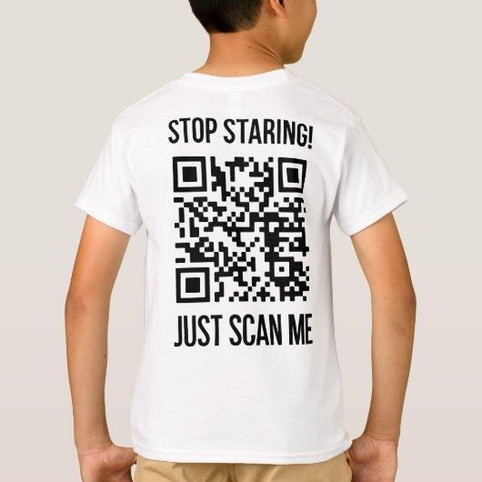 Scannen Sie den QR-Code für einen Motivierend Boos T-Shirt (Rückseite)