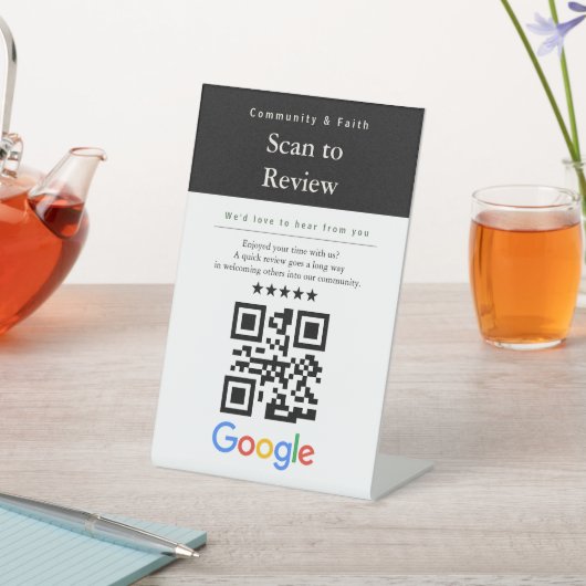 Scannen Sie den QR-Code, um eine Google-Bewertung  Sockelschild (In SItu)