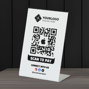 Scannen Sie den QR-Code, um mit Apple Pay-Logo zu Sockelschild