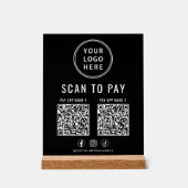 Scannen Sie den QR-Code zum Bezahlen Schwarzer Tis Acrylschild (Vorderseite)