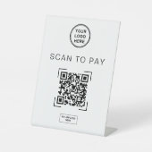 Scannen Sie den QR-Code zum Bezahlen Tischschild | Sockelschild (Vorderseite)