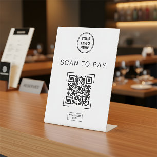 Scannen Sie den QR-Code zum Bezahlen Tischschild Sockelschild