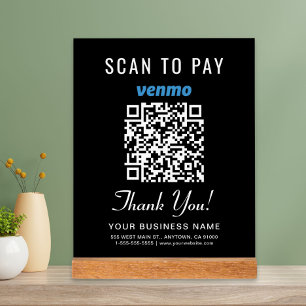 Scannen Sie den Venmo-QR-Code, um zu zahlen Schwar Acrylschild