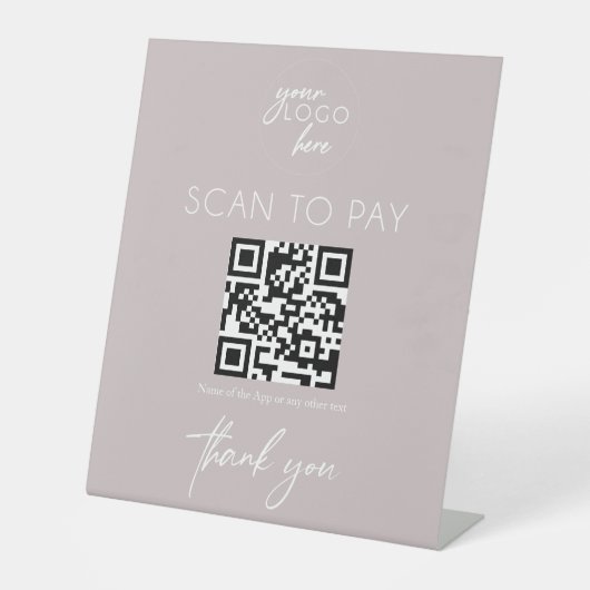 Scannen Sie Ihr rosa Geschäftszeichen zu bezahlen Sockelschild (Vorderseite)