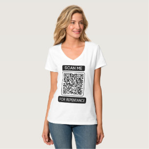 Scannen Sie mich nach Reue QR Code Women's V-Neck T-Shirt