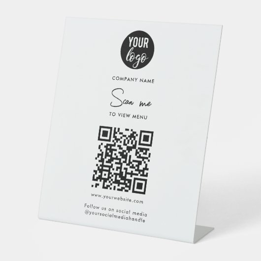 Scannen Sie mich, um den QR-Code des Menüs anzuzei Sockelschild (Vorderseite)