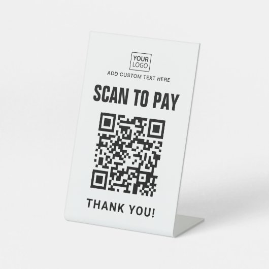 Scannen Sie mit dem Logo QR-Code in weißer oder be Sockelschild (Vorderseite)