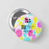 Scannen Sie mit dem Q R Firmenlogo (Regenbogenkohl Button (Vorne & Hinten)