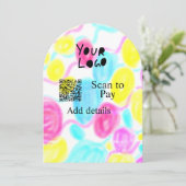 Scannen Sie mit dem Q R Firmenlogo (Regenbogenkohl Einladung (Stehend Vorderseite)