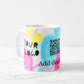 Scannen Sie mit dem Q R Firmenlogo (Regenbogenkohl Kaffeetasse (Vorderseite Links)