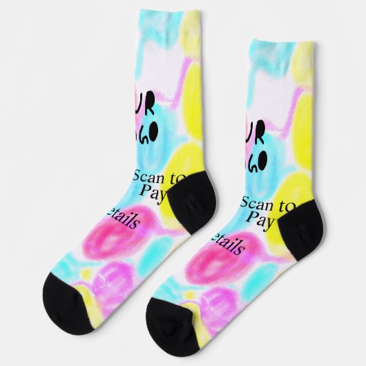 Scannen Sie mit dem Q R Firmenlogo (Regenbogenkohl Socken (Linkes Detail)