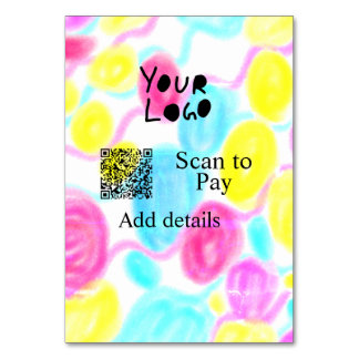 Scannen Sie mit dem Q R Firmenlogo (Regenbogenkohl Tischnummer