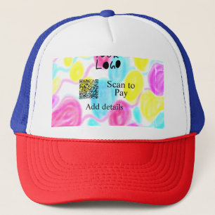 Scannen Sie mit dem Q R Firmenlogo (Regenbogenkohl Truckerkappe