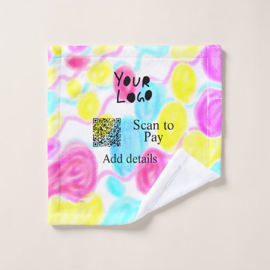 Scannen Sie mit dem Q R Firmenlogo (Regenbogenkohl Waschlappen (Waschlappen)